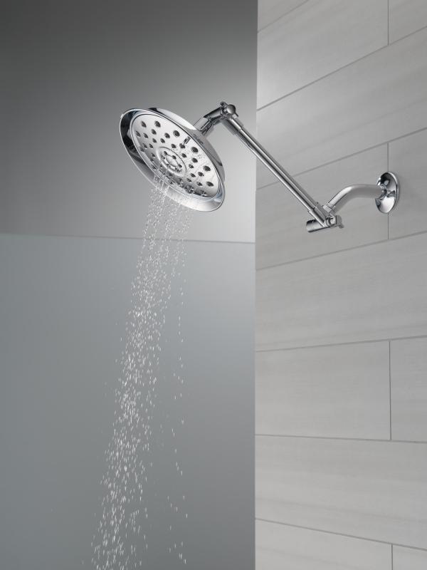 DELTA Universal Showering Components Shower Head with Adjustable Arm — Chrome