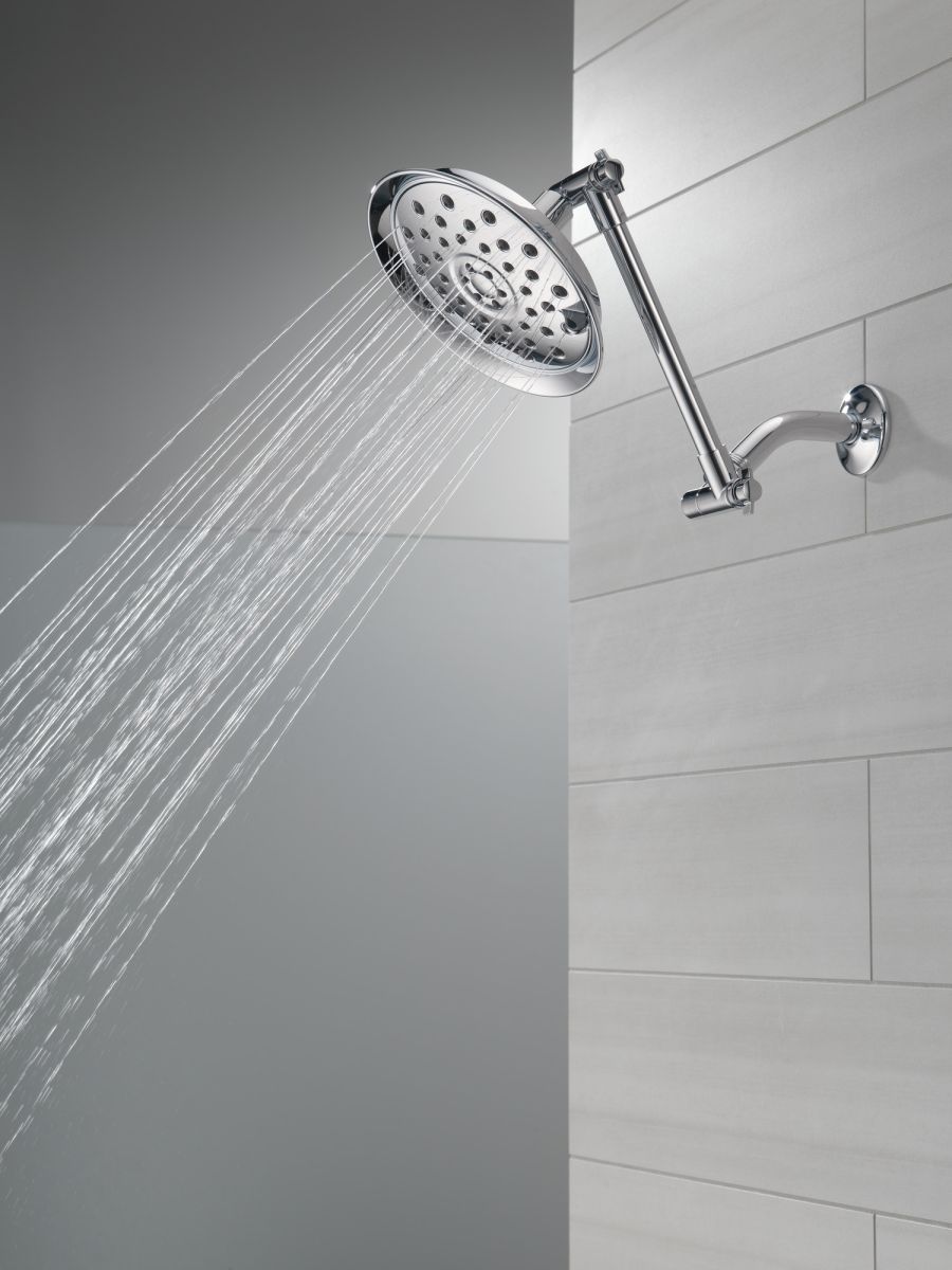 DELTA Universal Showering Components Shower Head with Adjustable Arm — Chrome