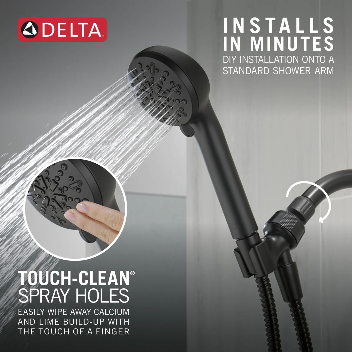 DELTA Universal Showering Components 4-Setting Hand Shower — Matte Black