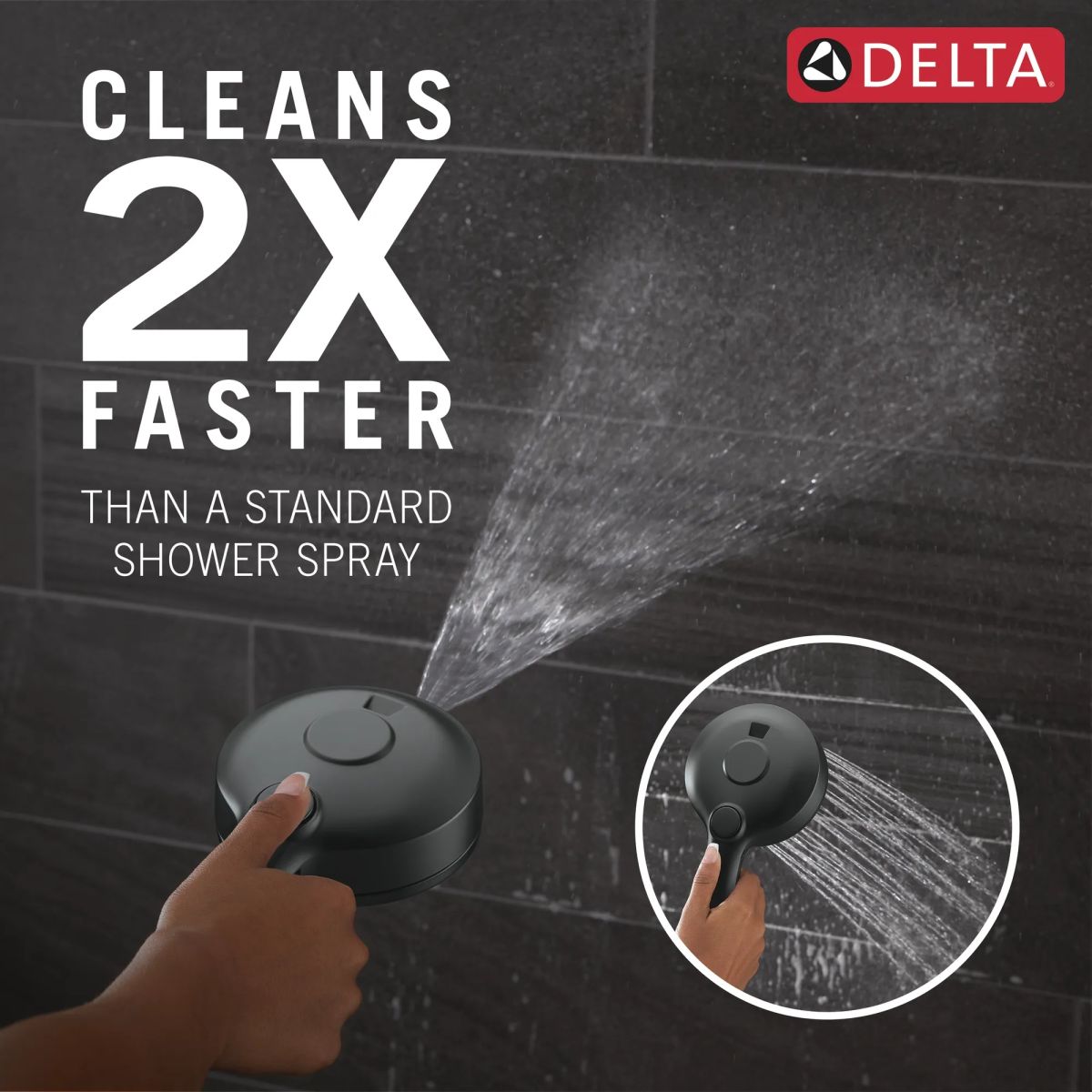 DELTA Universal Showering Components 5-Setting HydroRain with ProClean — Matte Black