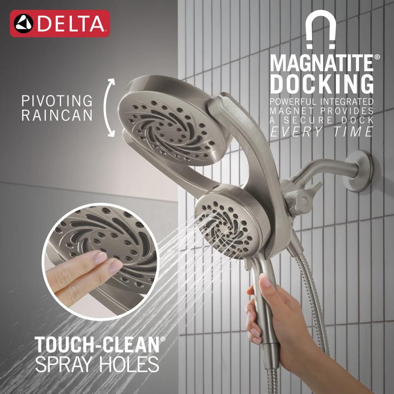 DELTA Universal Showering Components 5-Setting HydroRain with ProClean — Spotshield Brushed Nickel