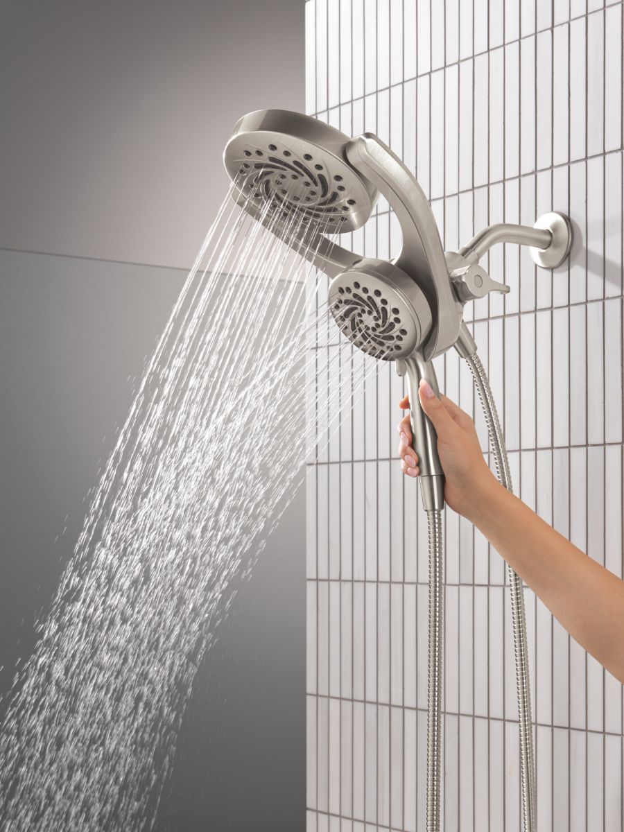 DELTA Universal Showering Components 5-Setting HydroRain with ProClean — Spotshield Brushed Nickel