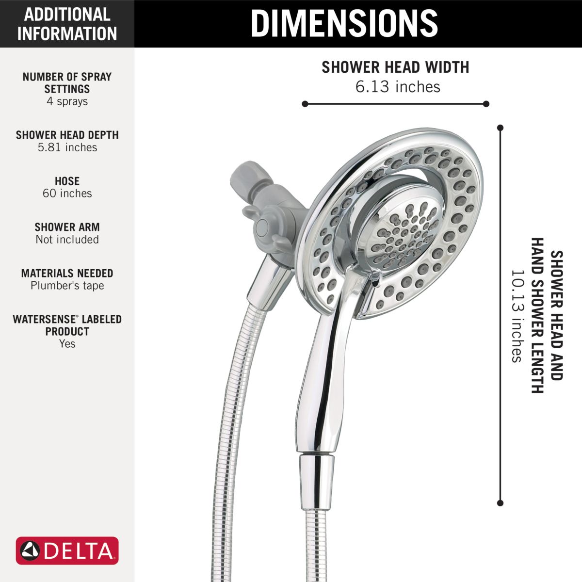 DELTA Universal Showering Components 4-Setting In2ition — Chrome
