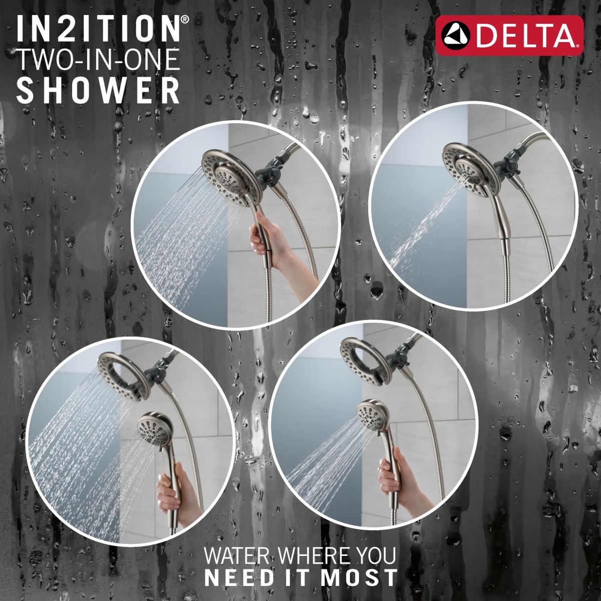 DELTA Universal Showering Components 4-Setting In2ition — Spotshield Brushed Nickel