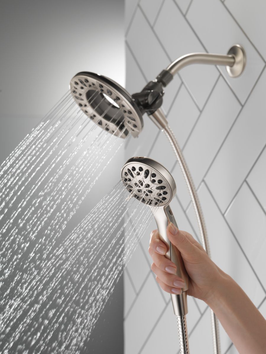 DELTA Universal Showering Components In2ition 4-Setting Two-in-One Shower — Spotshield Brushed Nickel