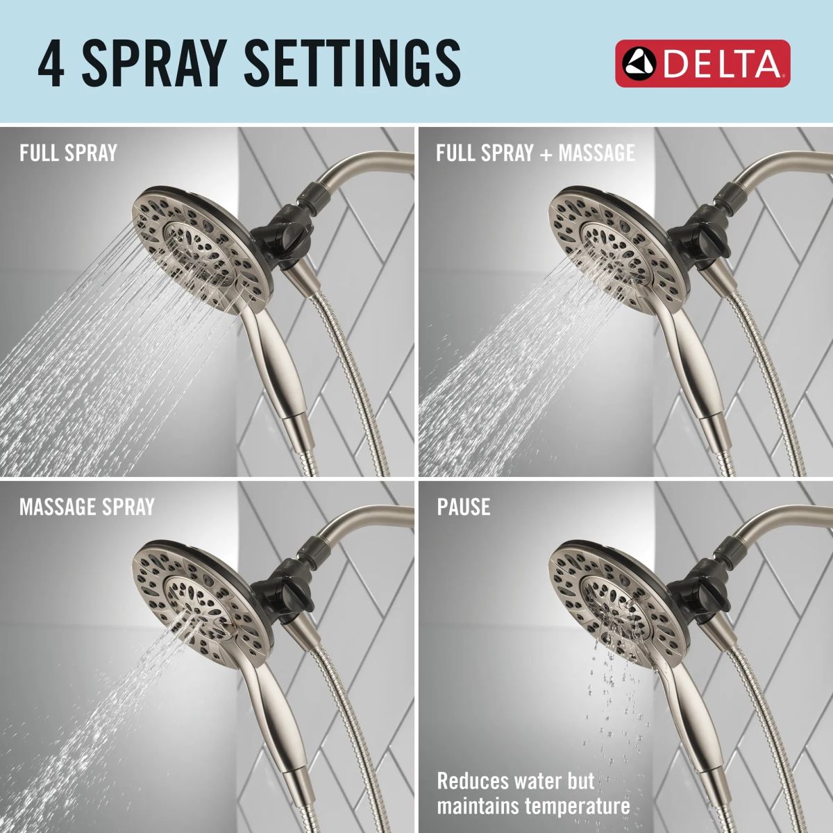 DELTA Universal Showering Components In2ition 4-Setting Two-in-One Shower — Spotshield Brushed Nickel