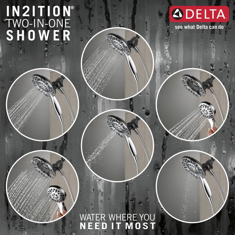 DELTA Universal Showering Components In2ition 4-Setting Two-in-One Shower — Chrome