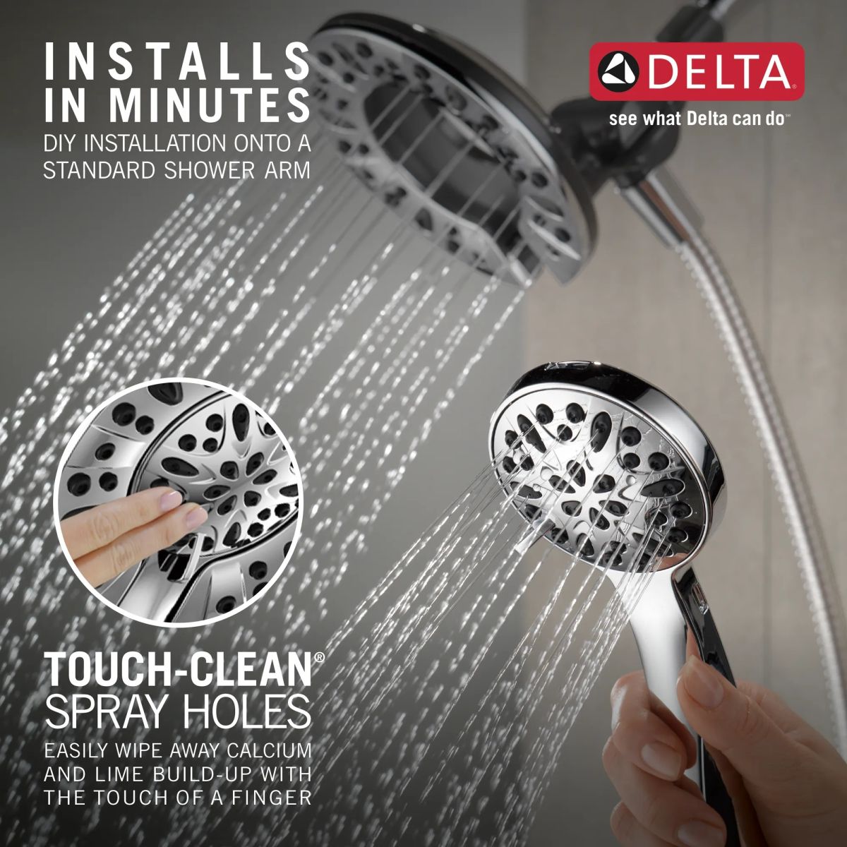 DELTA Universal Showering Components In2ition 4-Setting Two-in-One Shower — Chrome