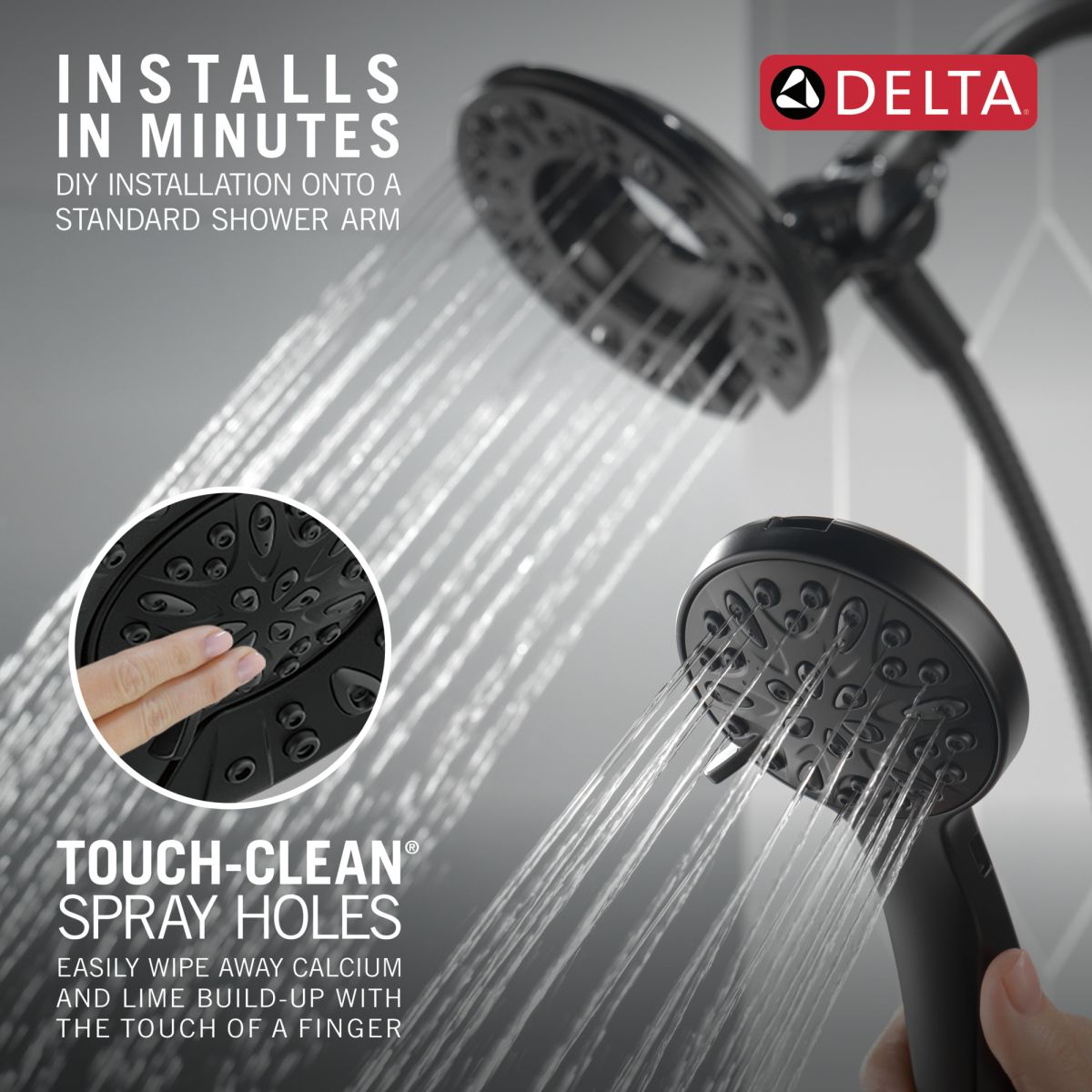 DELTA Universal Showering Components In2ition 4-Setting Two-in-One Shower — Matte Black
