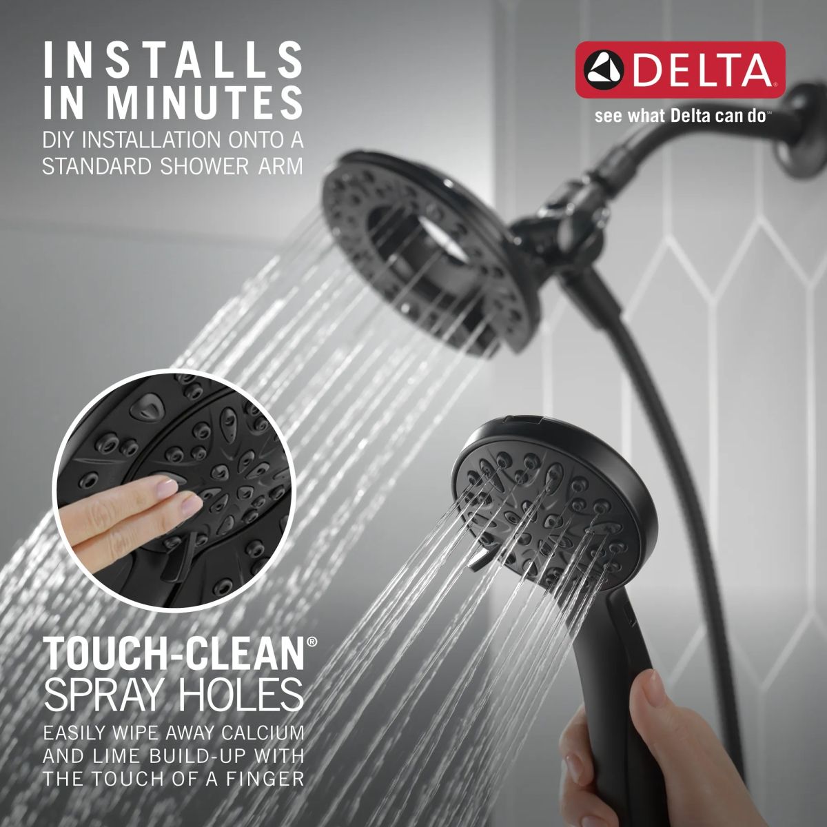 DELTA Universal Showering Components In2ition 4-Setting Two-in-One Shower — Matte Black