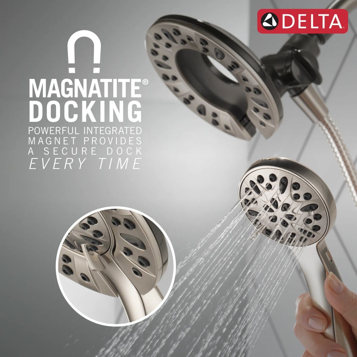 DELTA Universal Showering Components In2ition 4-Setting Two-in-One Shower — Satin Nickel