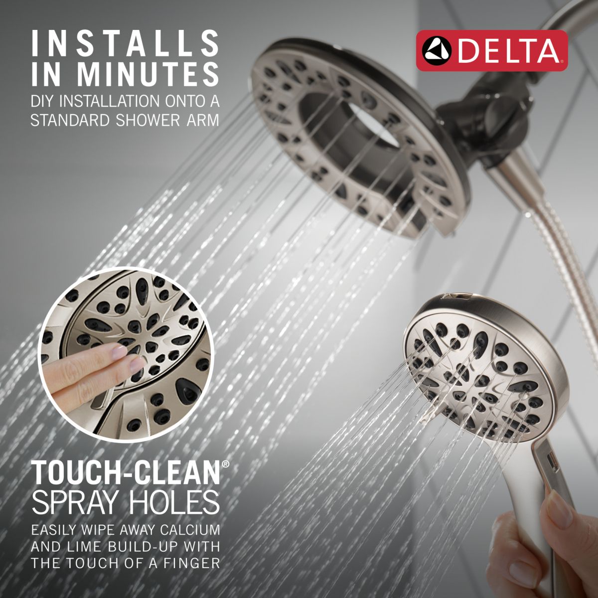 DELTA Universal Showering Components In2ition 4-Setting Two-in-One Shower — Satin Nickel