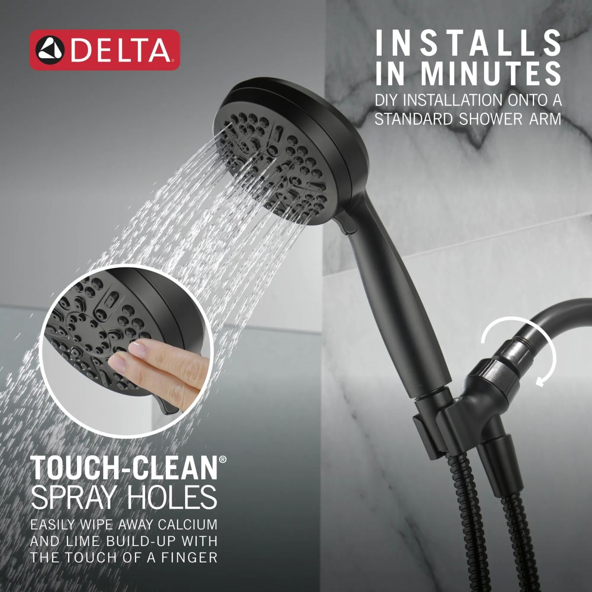 DELTA Universal Showering Components 5 Setting Hand Shower — Matte Black