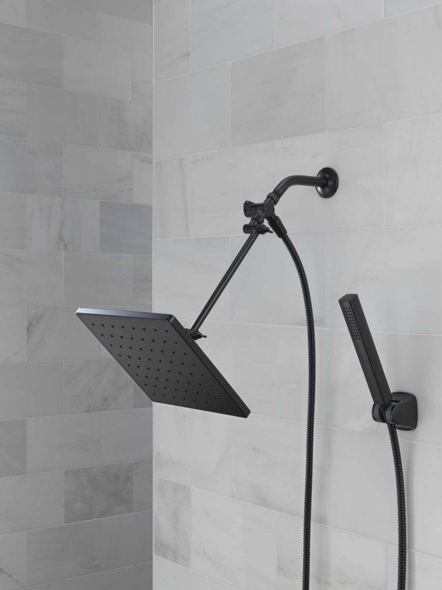 DELTA Universal Showering Components 10 inch Raincan Shower Head & Hand Held Combo with Adjustable Extension Arm — Matte Black