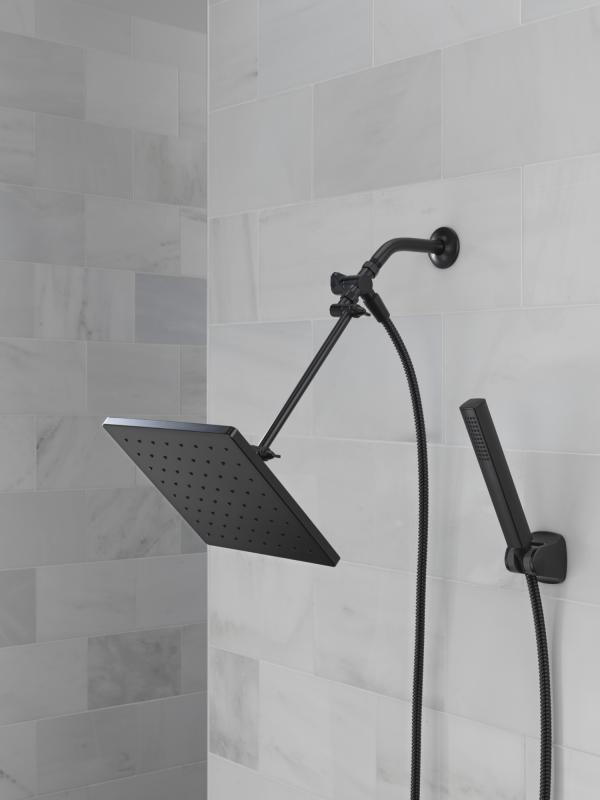 DELTA Universal Showering Components 10 inch Raincan Shower Head & Hand Held Combo with Adjustable Extension Arm — Matte Black