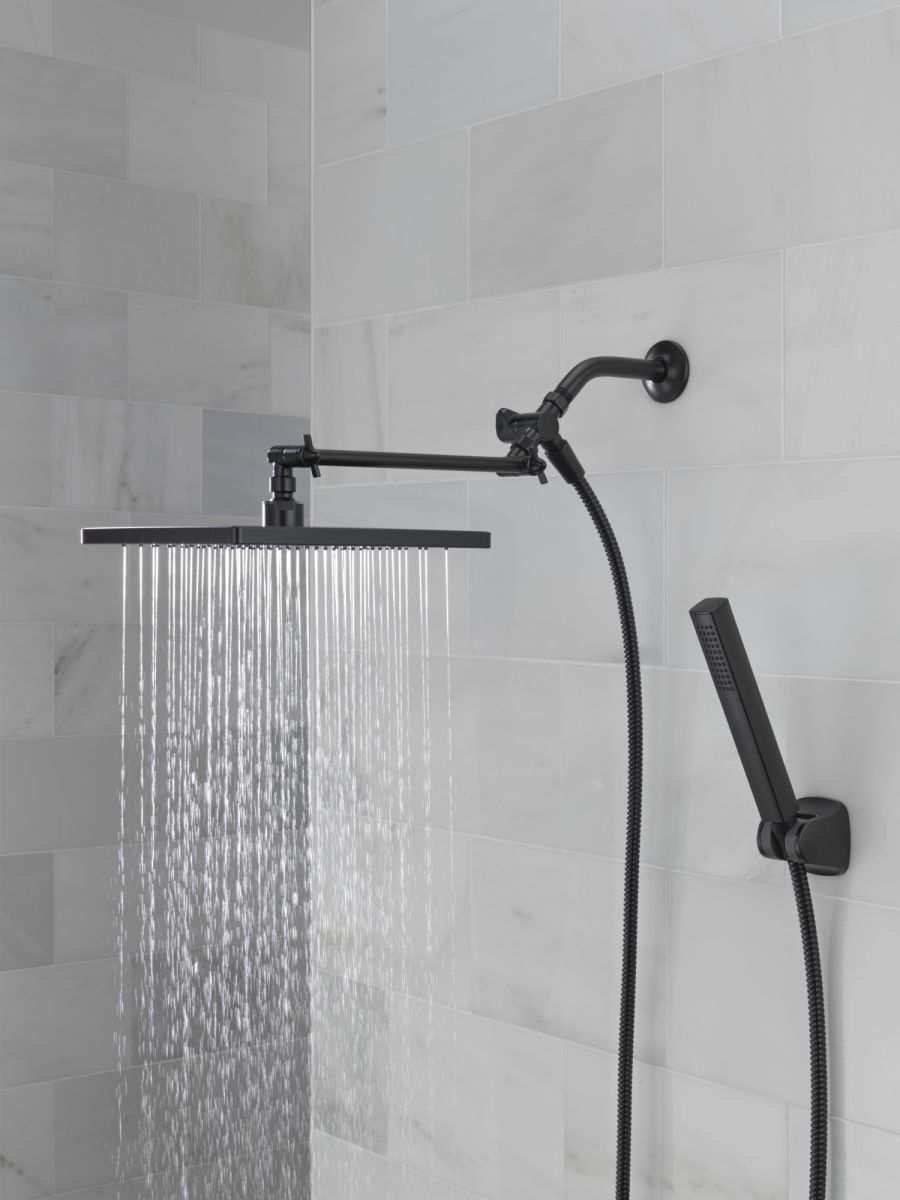 DELTA Universal Showering Components 10 inch Raincan Shower Head & Hand Held Combo with Adjustable Extension Arm — Matte Black