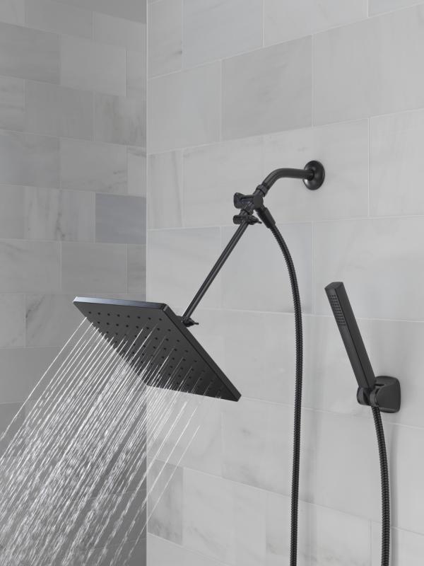DELTA Universal Showering Components 10 inch Raincan Shower Head & Hand Held Combo with Adjustable Extension Arm — Matte Black