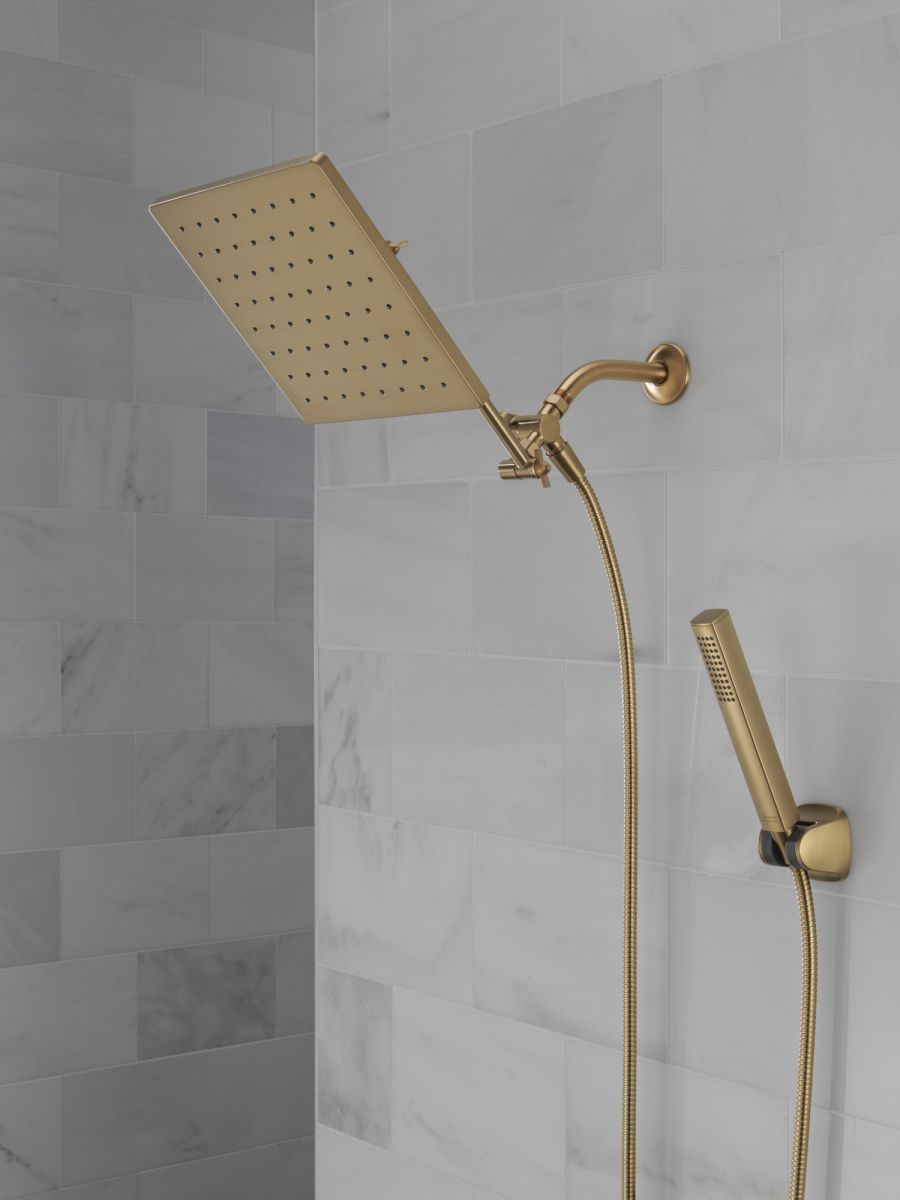 DELTA Universal Showering Components 10 inch Raincan Shower Head & Hand Held Combo with Adjustable Extension Arm — Champagne Bronze