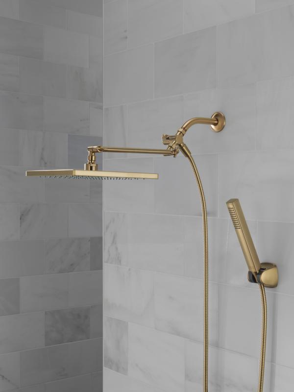 DELTA Universal Showering Components 10 inch Raincan Shower Head & Hand Held Combo with Adjustable Extension Arm — Champagne Bronze