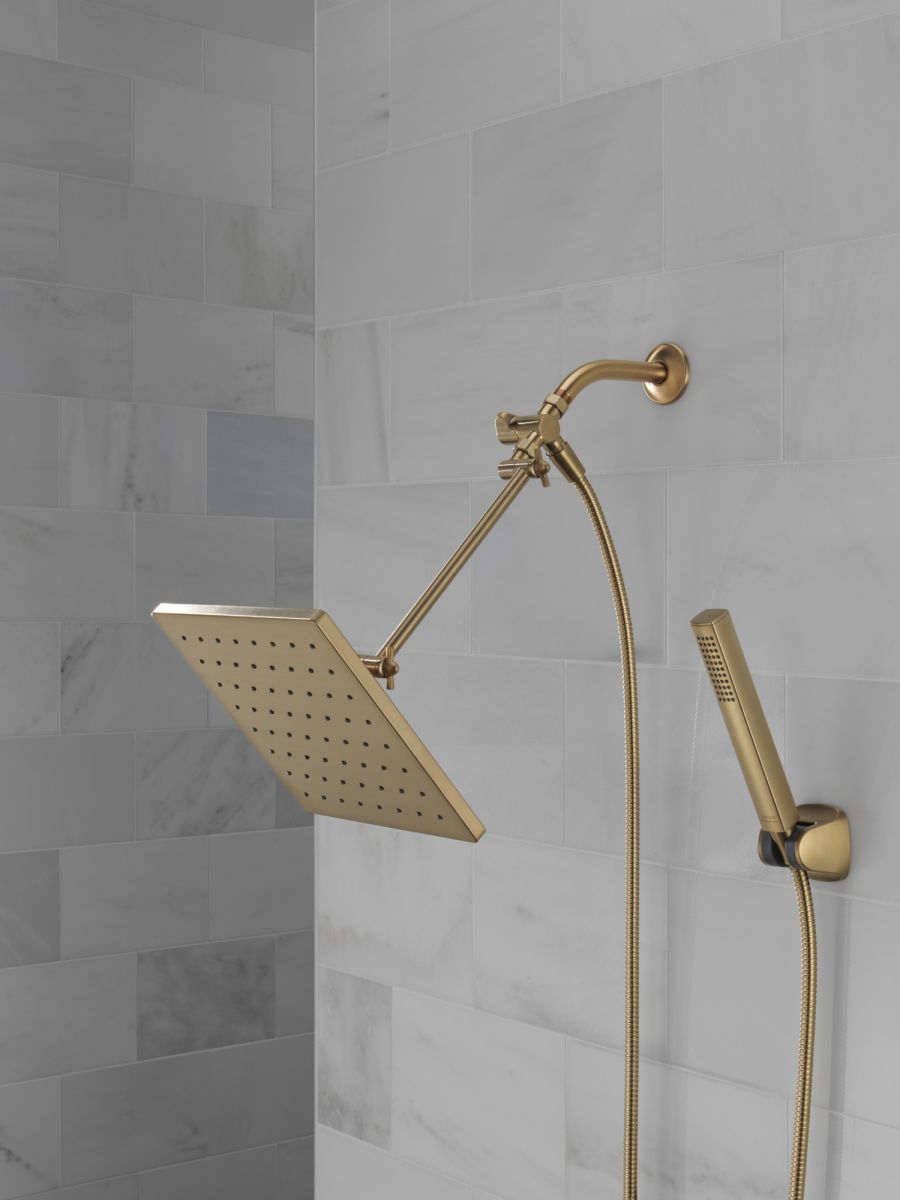 DELTA Universal Showering Components 10 inch Raincan Shower Head & Hand Held Combo with Adjustable Extension Arm — Champagne Bronze