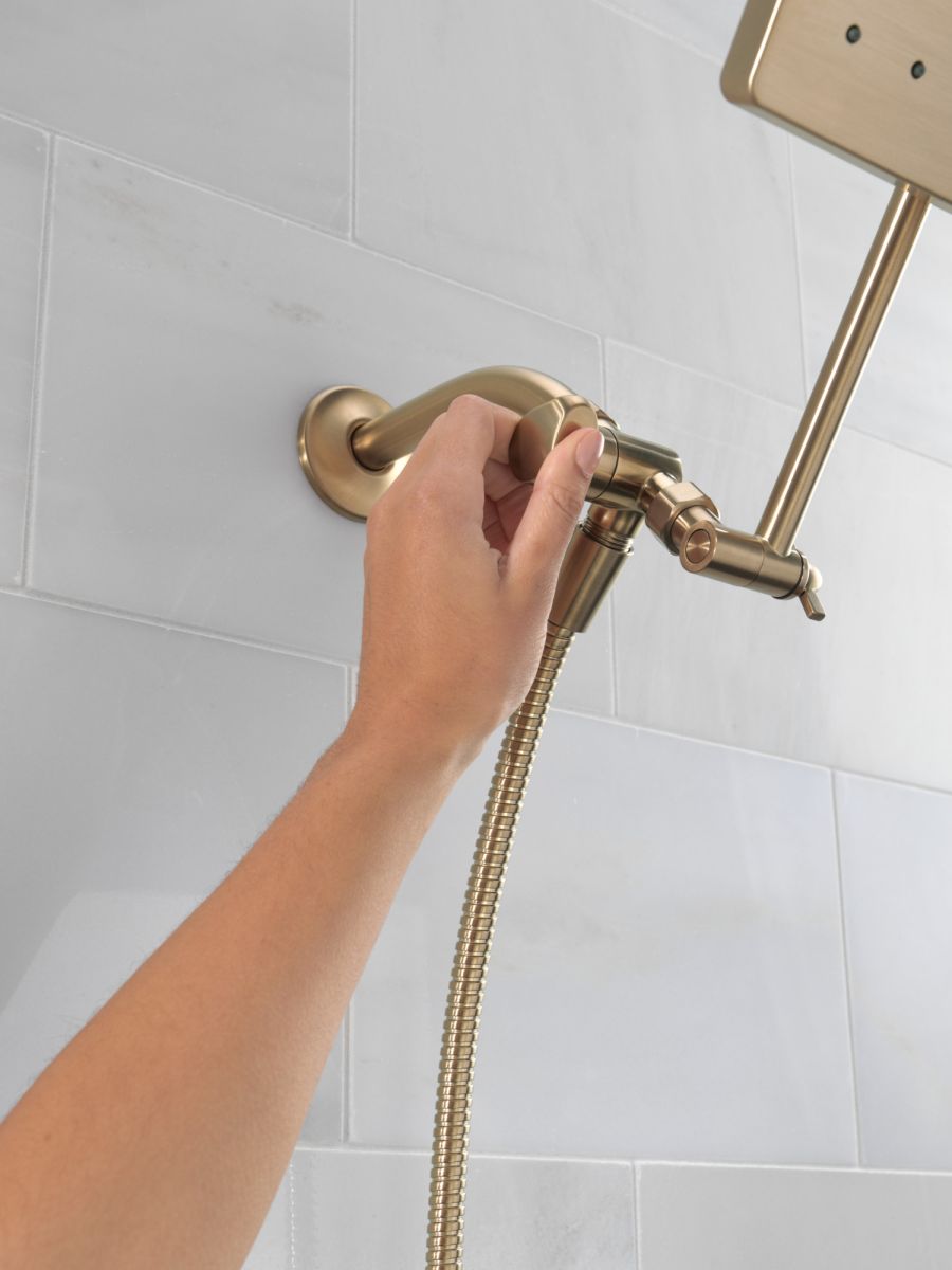 DELTA Universal Showering Components 10 inch Raincan Shower Head & Hand Held Combo with Adjustable Extension Arm — Champagne Bronze