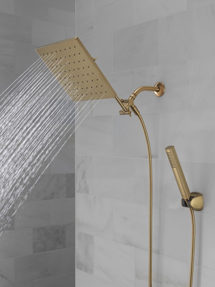 DELTA Universal Showering Components 10 inch Raincan Shower Head & Hand Held Combo with Adjustable Extension Arm — Champagne Bronze
