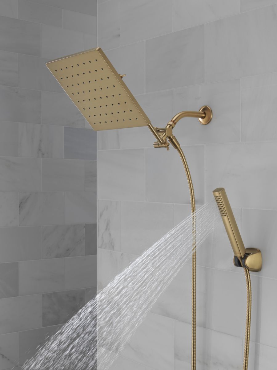 DELTA Universal Showering Components 10 inch Raincan Shower Head & Hand Held Combo with Adjustable Extension Arm — Champagne Bronze