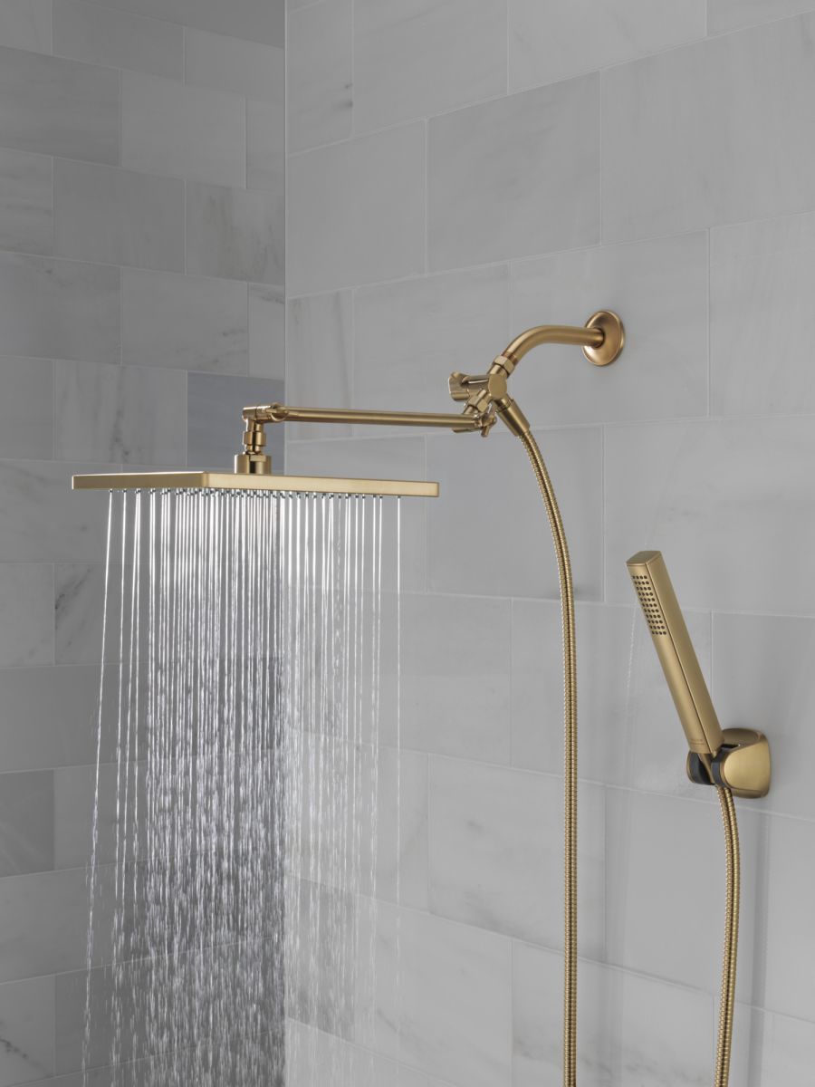 DELTA Universal Showering Components 10 inch Raincan Shower Head & Hand Held Combo with Adjustable Extension Arm — Champagne Bronze