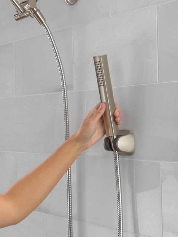 DELTA Universal Showering Components 10 inch Raincan Shower Head & Hand Held Combo with Adjustable Extension Arm — Spotshield Brushed Nickel