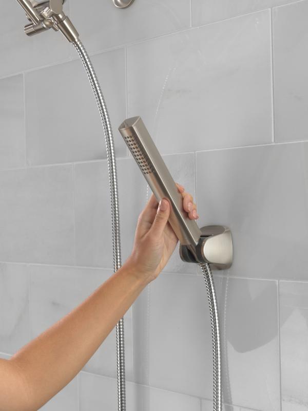 DELTA Universal Showering Components 10 inch Raincan Shower Head & Hand Held Combo with Adjustable Extension Arm — Spotshield Brushed Nickel