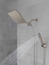 DELTA Universal Showering Components 10 inch Raincan Shower Head & Hand Held Combo with Adjustable Extension Arm — Spotshield Brushed Nickel