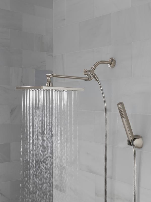 DELTA Universal Showering Components 10 inch Raincan Shower Head & Hand Held Combo with Adjustable Extension Arm — Spotshield Brushed Nickel