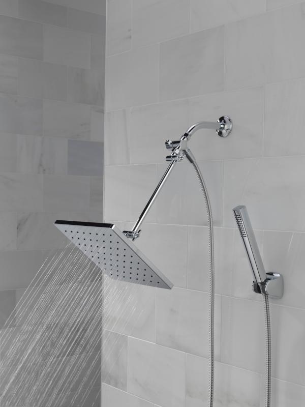 DELTA Universal Showering Components 10 inch Raincan Shower Head & Hand Held Combo with Adjustable Extension Arm — Chrome