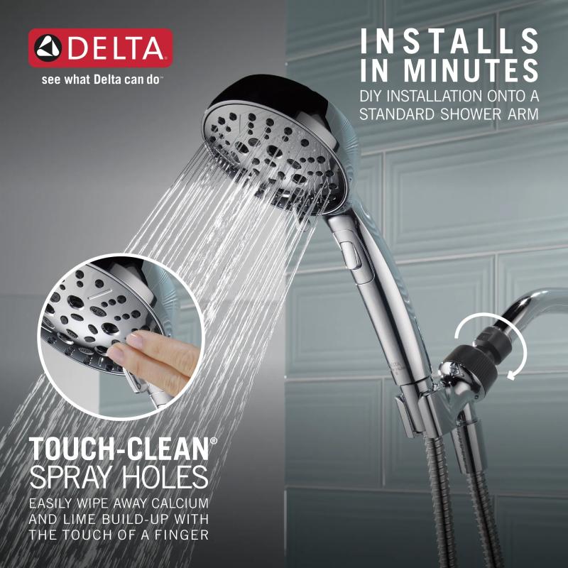 DELTA Universal Showering Components H2Okinetic 6-Setting Hand Shower — Chrome