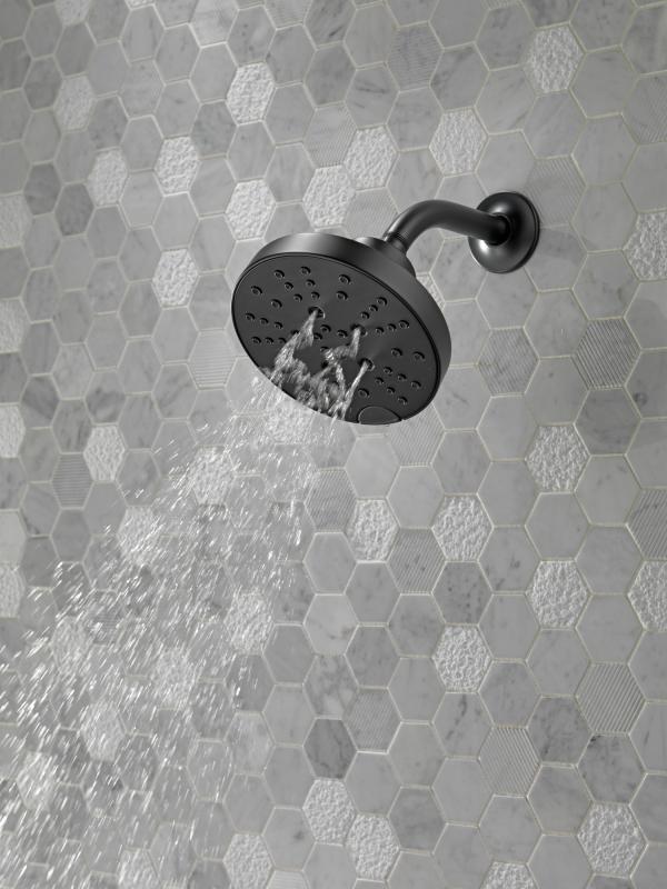 DELTA Universal Showering Components H2Okinetic 5-Setting Shower Head — Matte Black