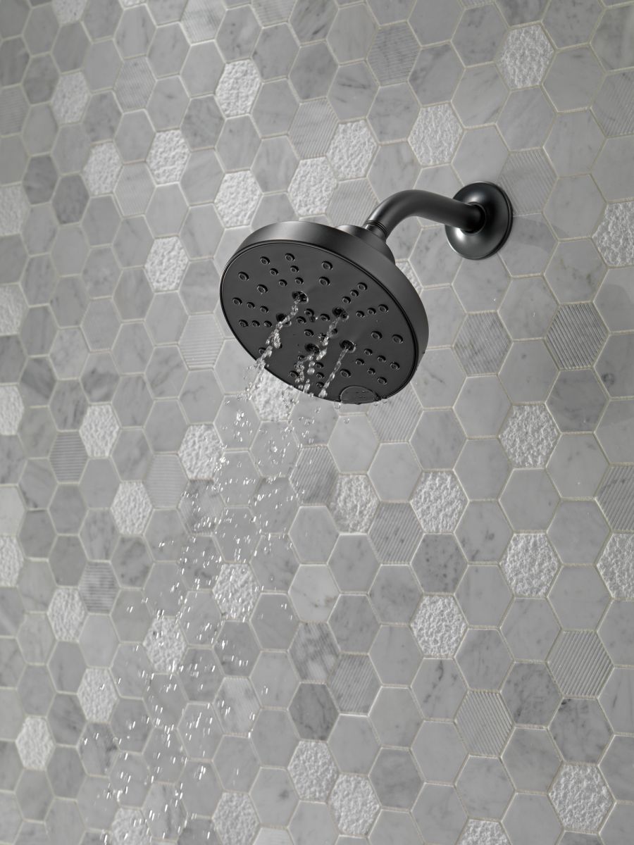 DELTA Universal Showering Components H2Okinetic 5-Setting Shower Head — Matte Black