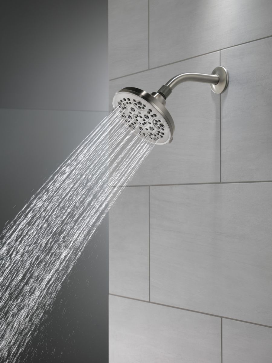 DELTA Universal Showering Components 5-Setting Shower Head — Spotshield Brushed Nickel