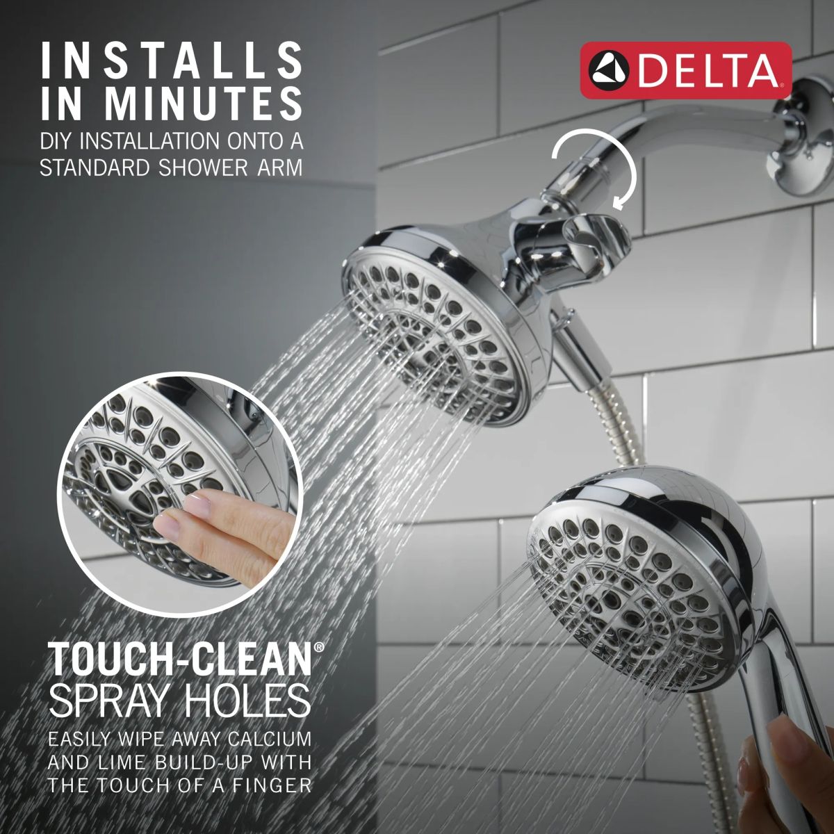 DELTA Universal Showering Components 5 Function Combo Pack Shower — Chrome