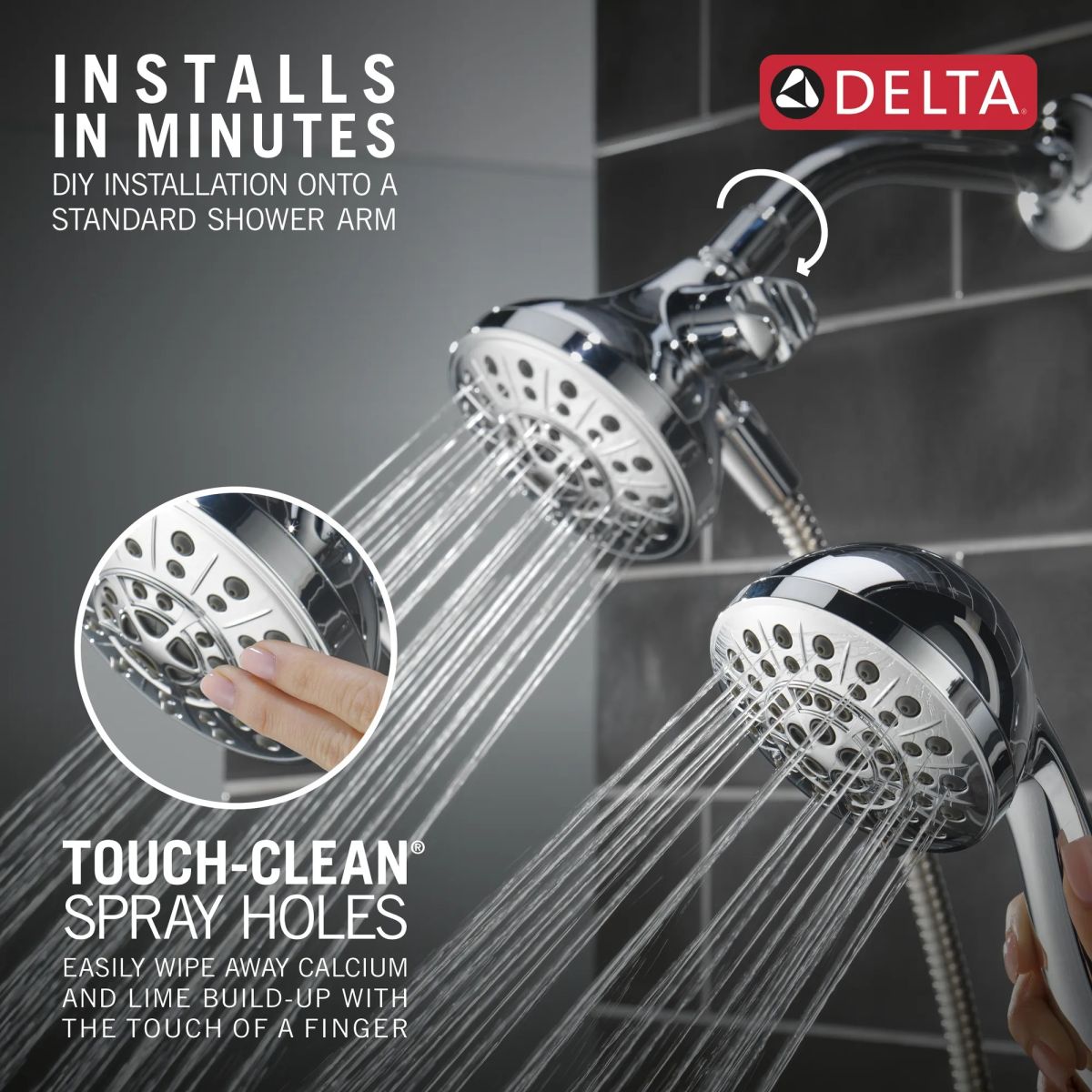 DELTA Universal Showering Components 5-Setting Combo Pack with Anywhere Mount — Chrome