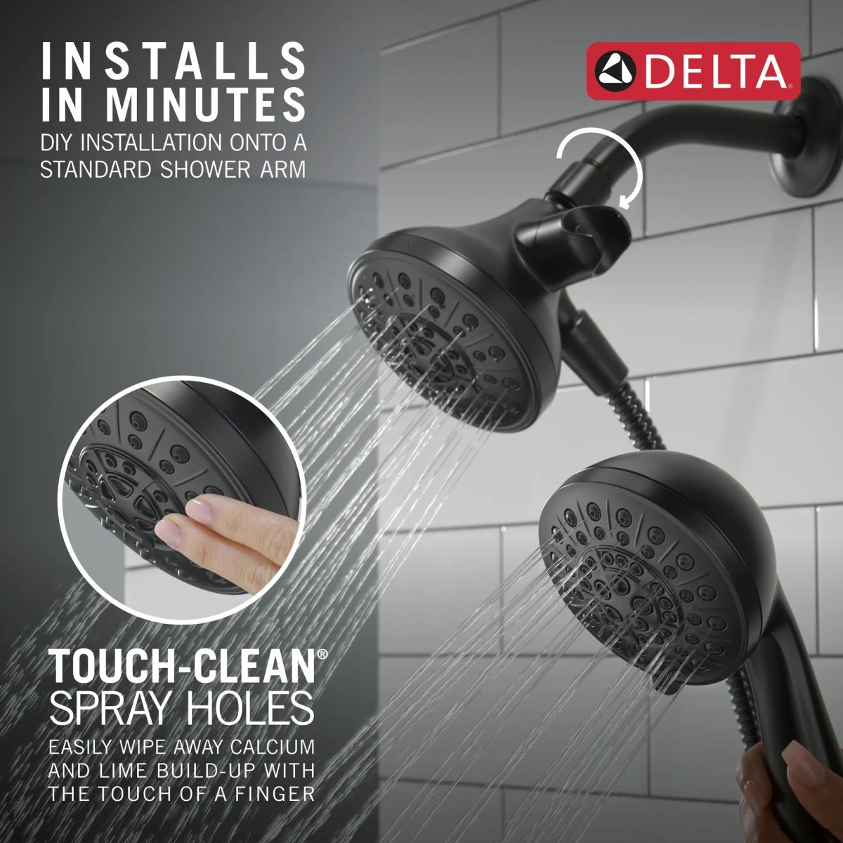 DELTA Universal Showering Components 5 function Combo Pack with Anywhere Mount — Matte Black
