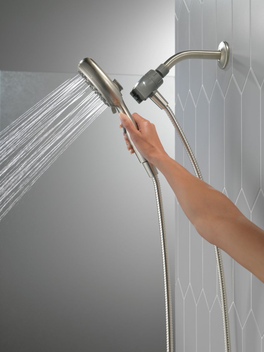 DELTA Universal Showering Components 6-Setting SureDock Magnetic Hand Shower — Satin Nickel