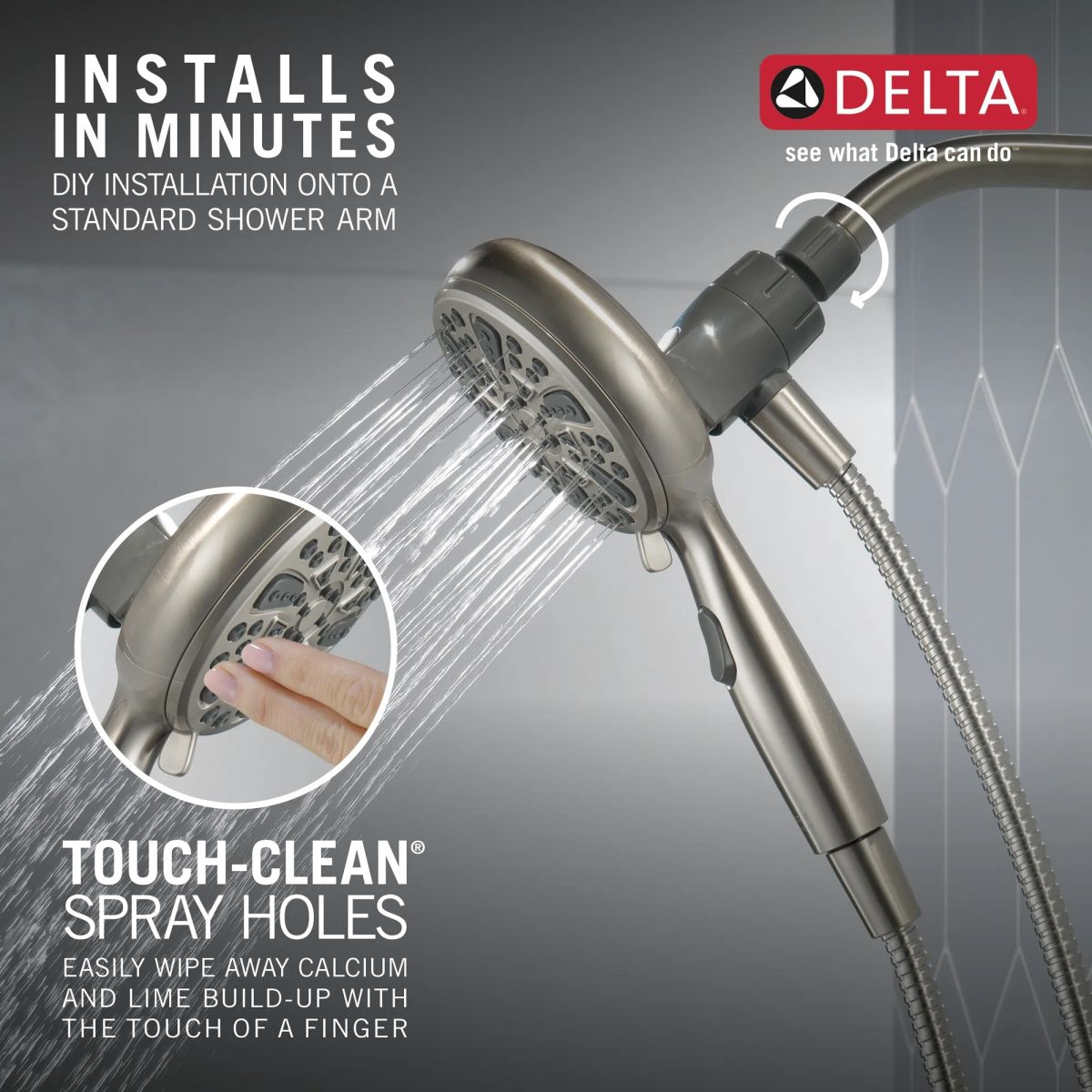 DELTA Universal Showering Components 6-Setting SureDock Magnetic Hand Shower — Satin Nickel