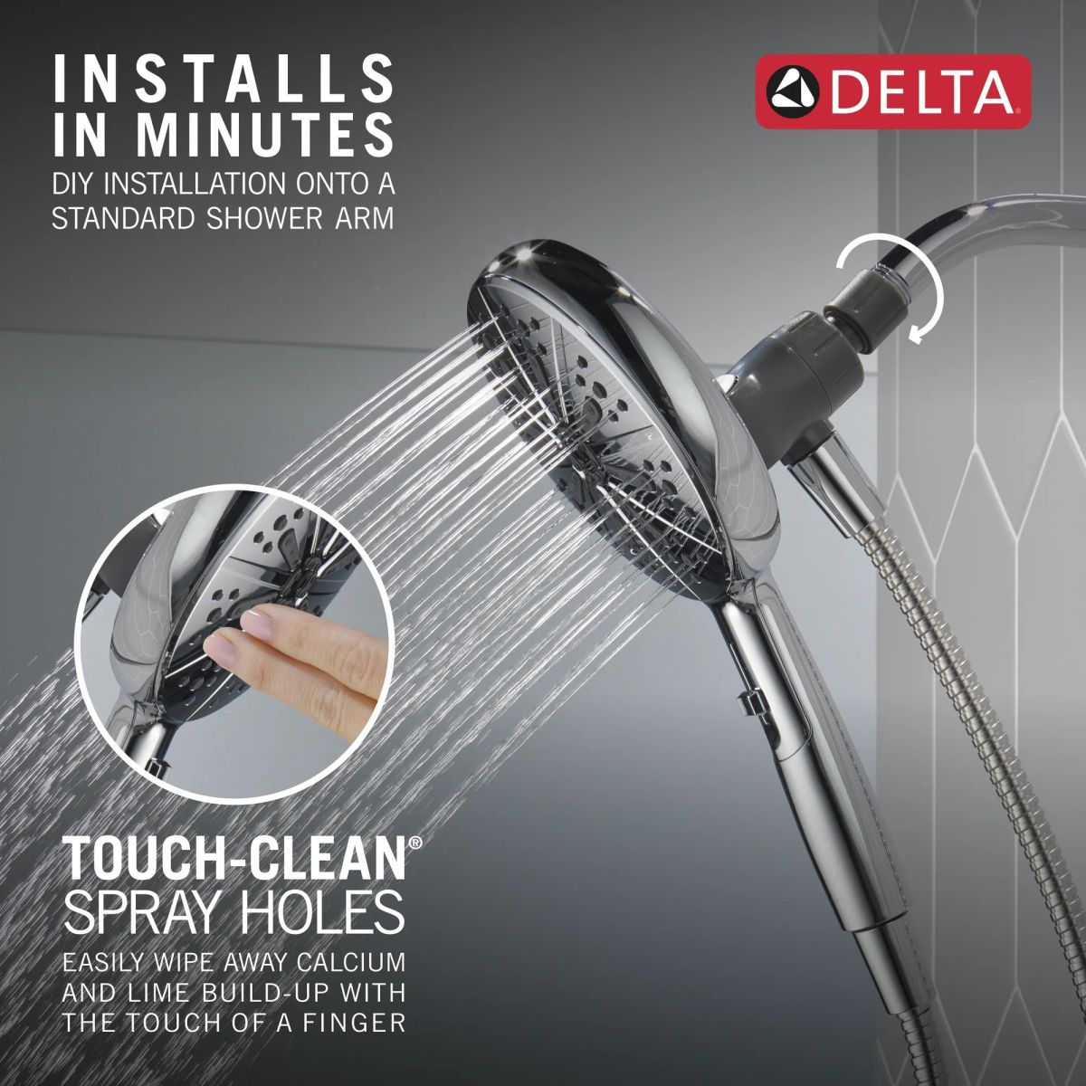 DELTA Universal Showering Components 6-Setting SureDock Magnetic Hand Shower — Chrome