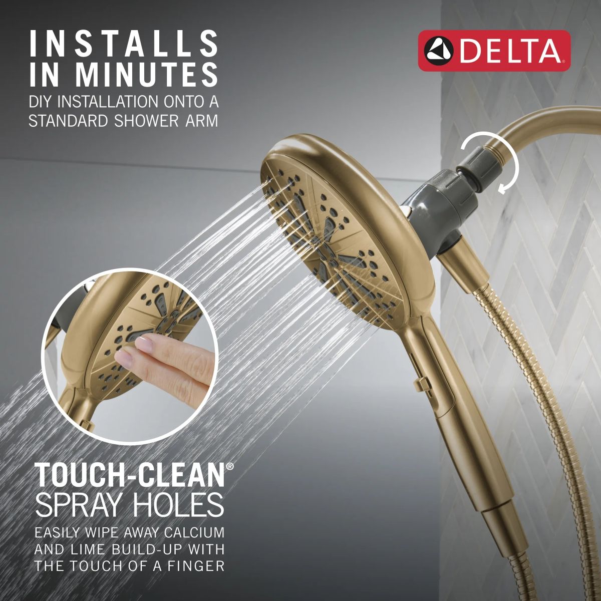 DELTA Universal Showering Components 6-Setting SureDock Magnetic Hand Shower — Champagne Bronze