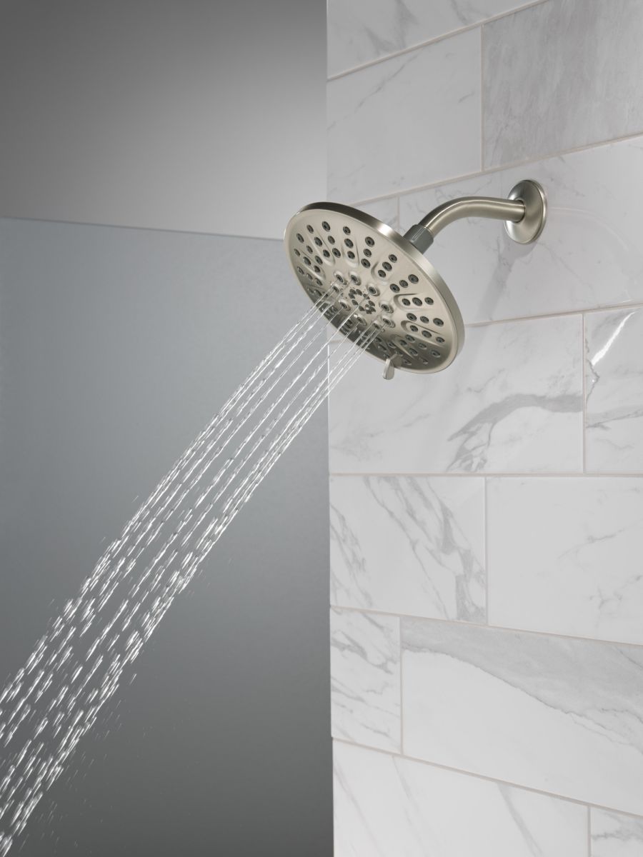 DELTA Universal Showering Components 4 Setting Shower Head — Spotshield Brushed Nickel