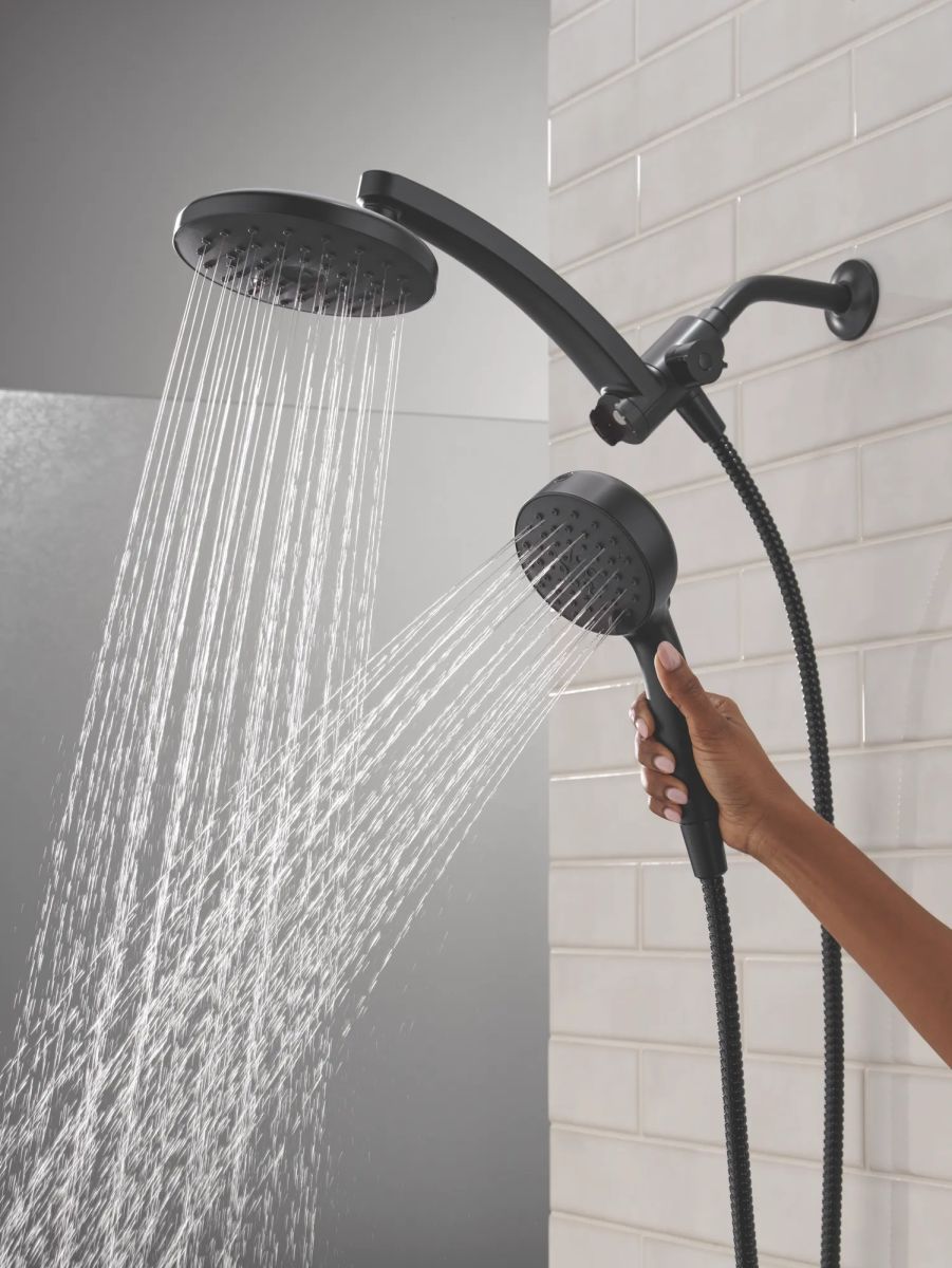 DELTA Universal Showering Components PivotPro 3-in-1 Combination Shower with TouchClean Spray Face — Matte Black