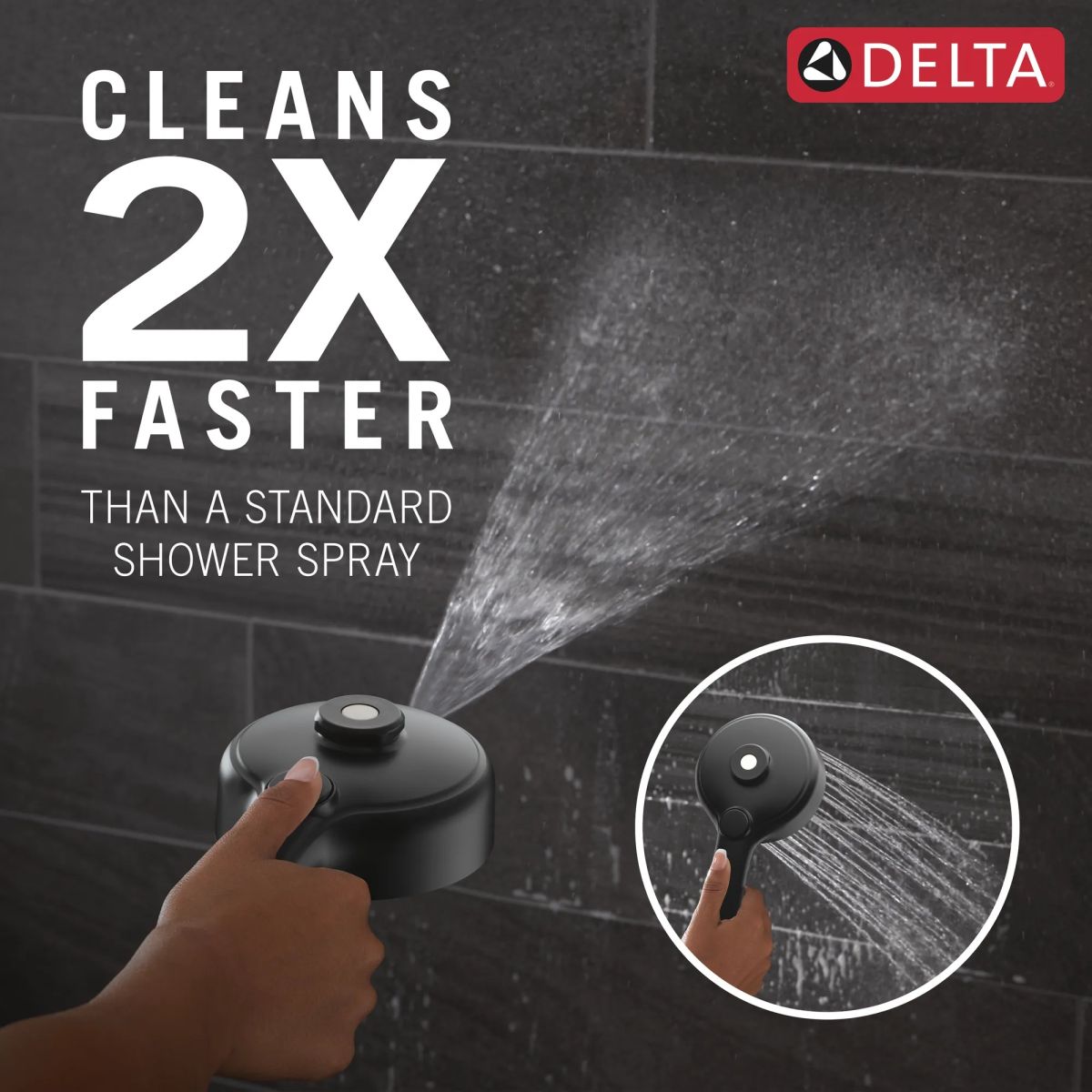 DELTA Universal Showering Components PivotPro 3-in-1 Combination Shower with TouchClean Spray Face — Matte Black