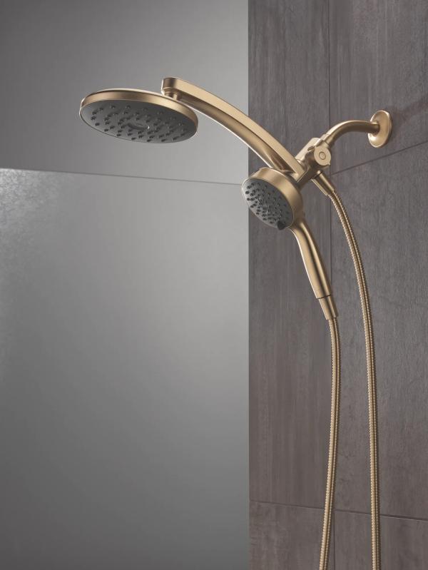 DELTA Universal Showering Components PivotPro 3-in-1 Combination Shower with TouchClean Spray Face — Champagne Bronze