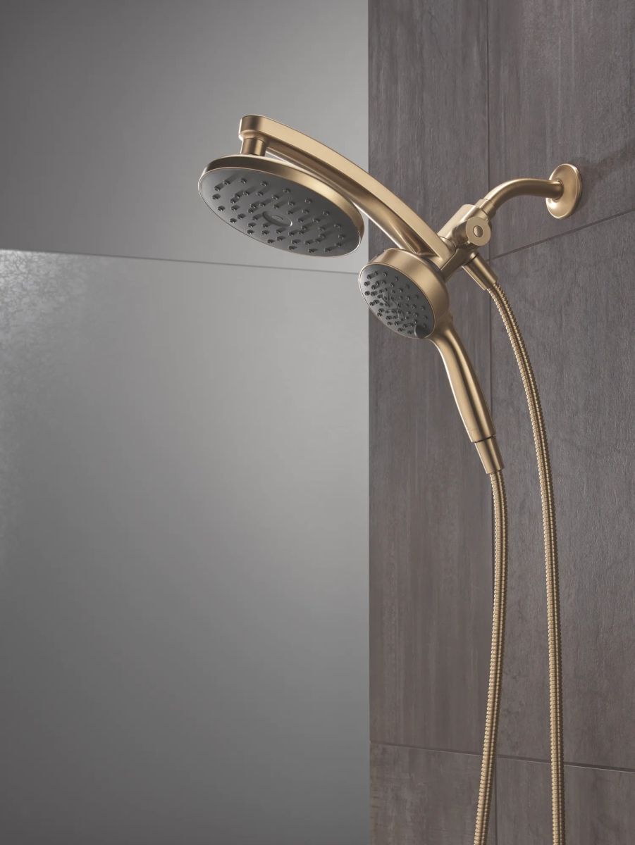 DELTA Universal Showering Components PivotPro 3-in-1 Combination Shower with TouchClean Spray Face — Champagne Bronze