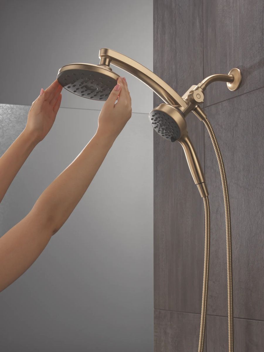 DELTA Universal Showering Components PivotPro 3-in-1 Combination Shower with TouchClean Spray Face — Champagne Bronze